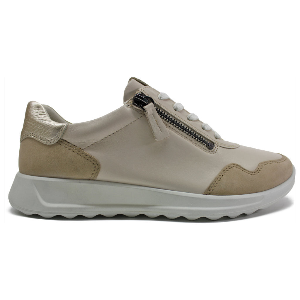 Flexure Runner Full Grain Leather Women s Low Top Trainers Beige Limestone Pure White Gold UK 5 5.5 US 7 7.5 Women EU 38 Medium