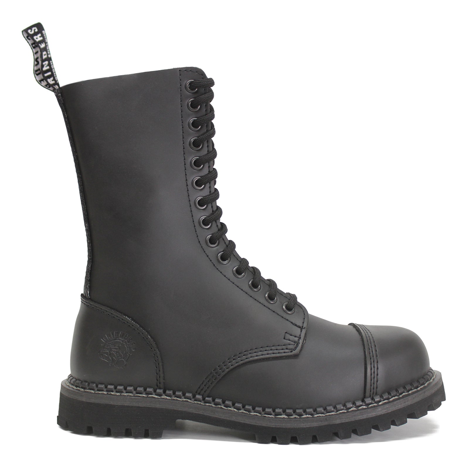 Grinders Unisex Herald Leather Black Boots - UK 11