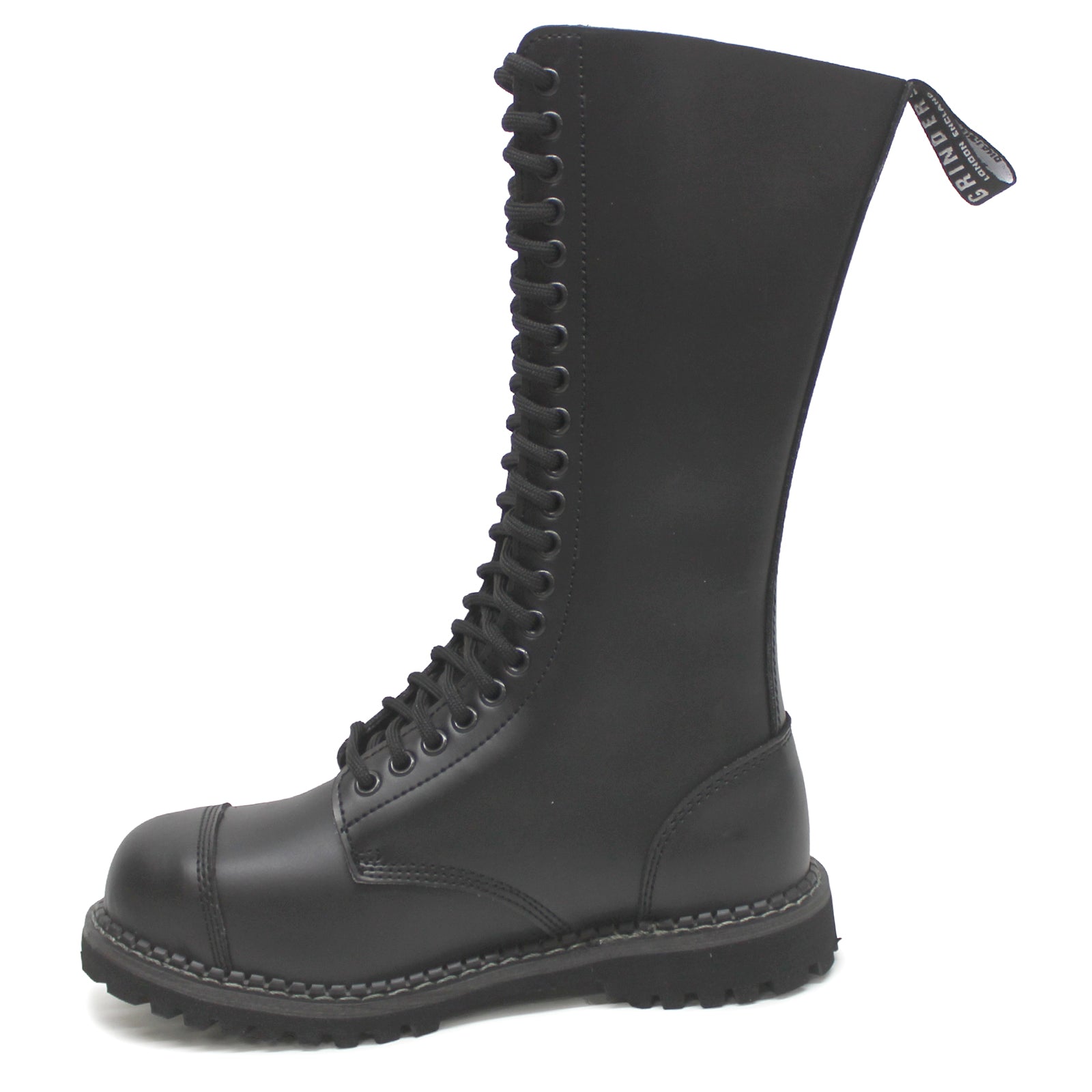 Grinders Unisex King CS Derby Leather Black Boots - UK 8