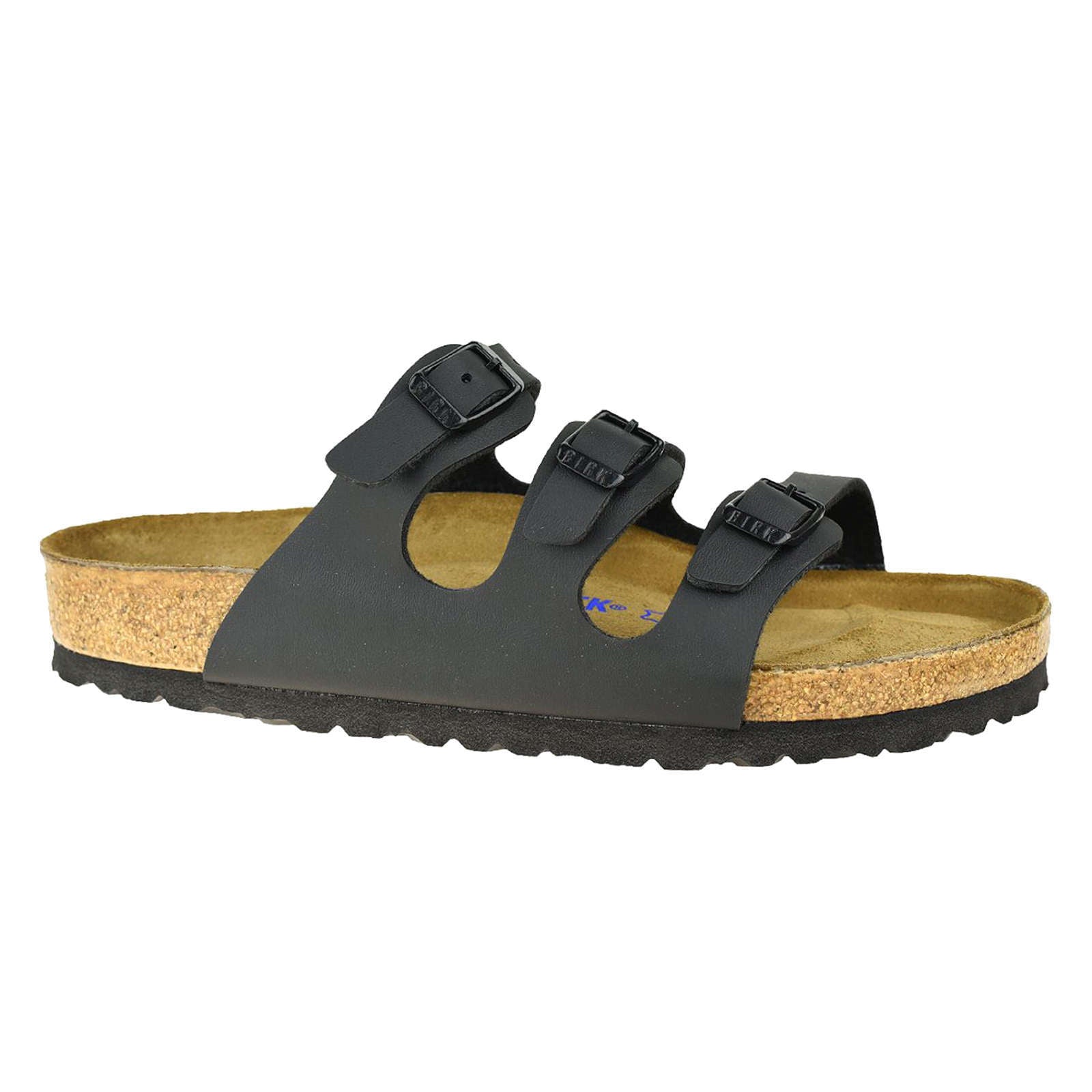 Birkenstock Florida Black Birko-Flor Womens Triple Strap Slip On Sandals - UK 4.5