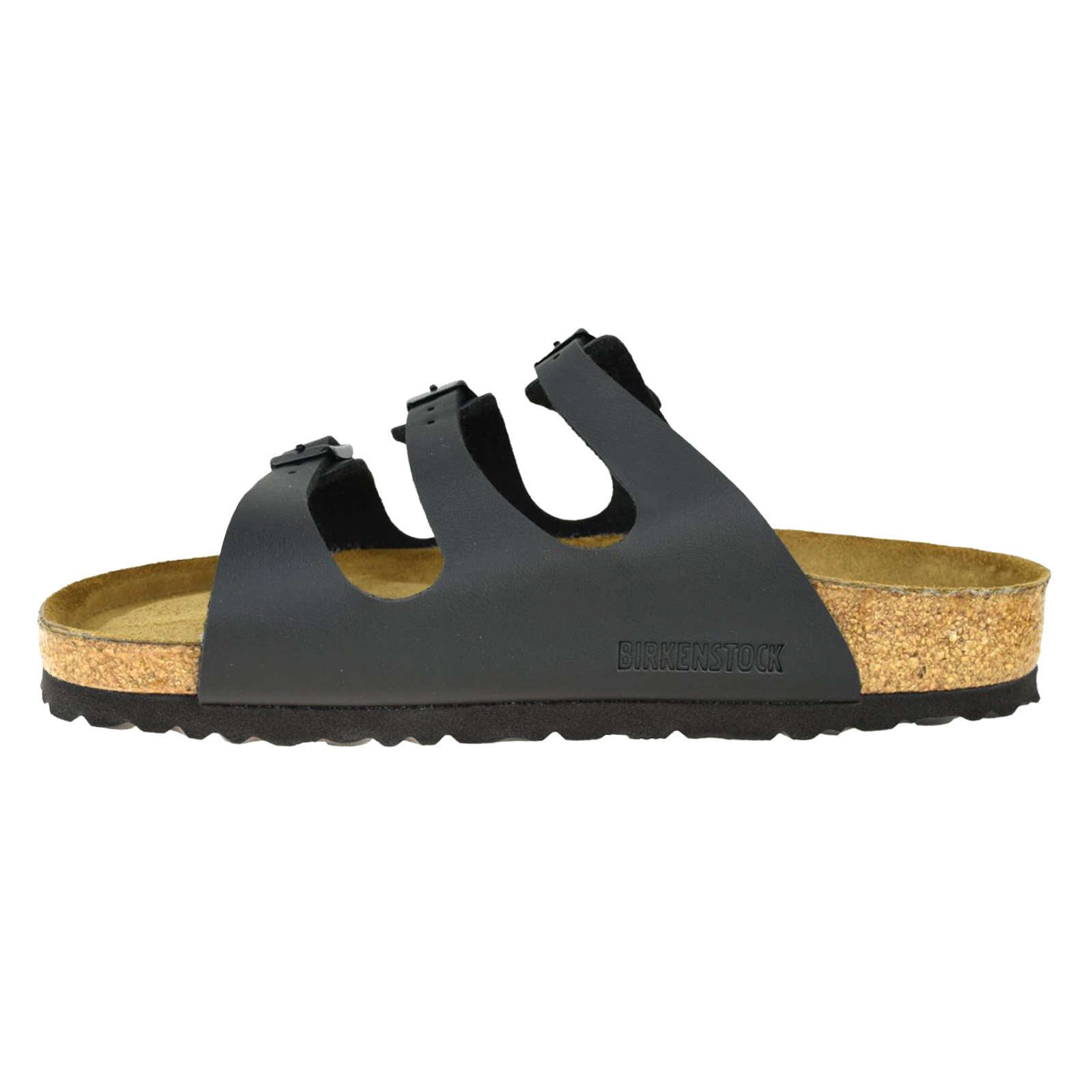 Birkenstock Florida Black Birko-Flor Womens Triple Strap Slip On Sandals - UK 4.5