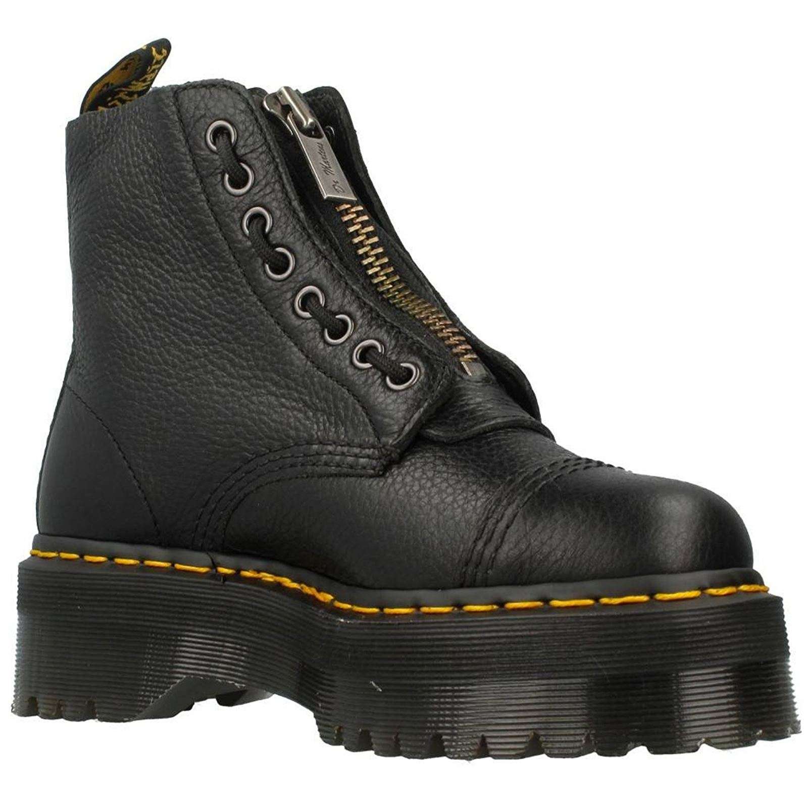 Dr. Martens Sinclair Black Womens Nappa Leather Platform Combat Boots - UK 6.5