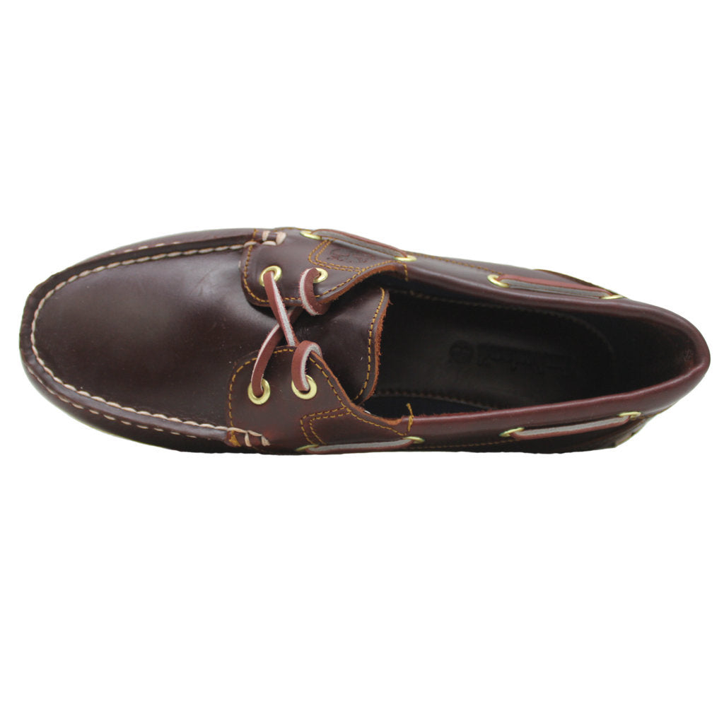 Timberland Amherst 2-Eyelet Burgundy Womens Leather Lace-Up Slip-On Boat Shoes - UK 5