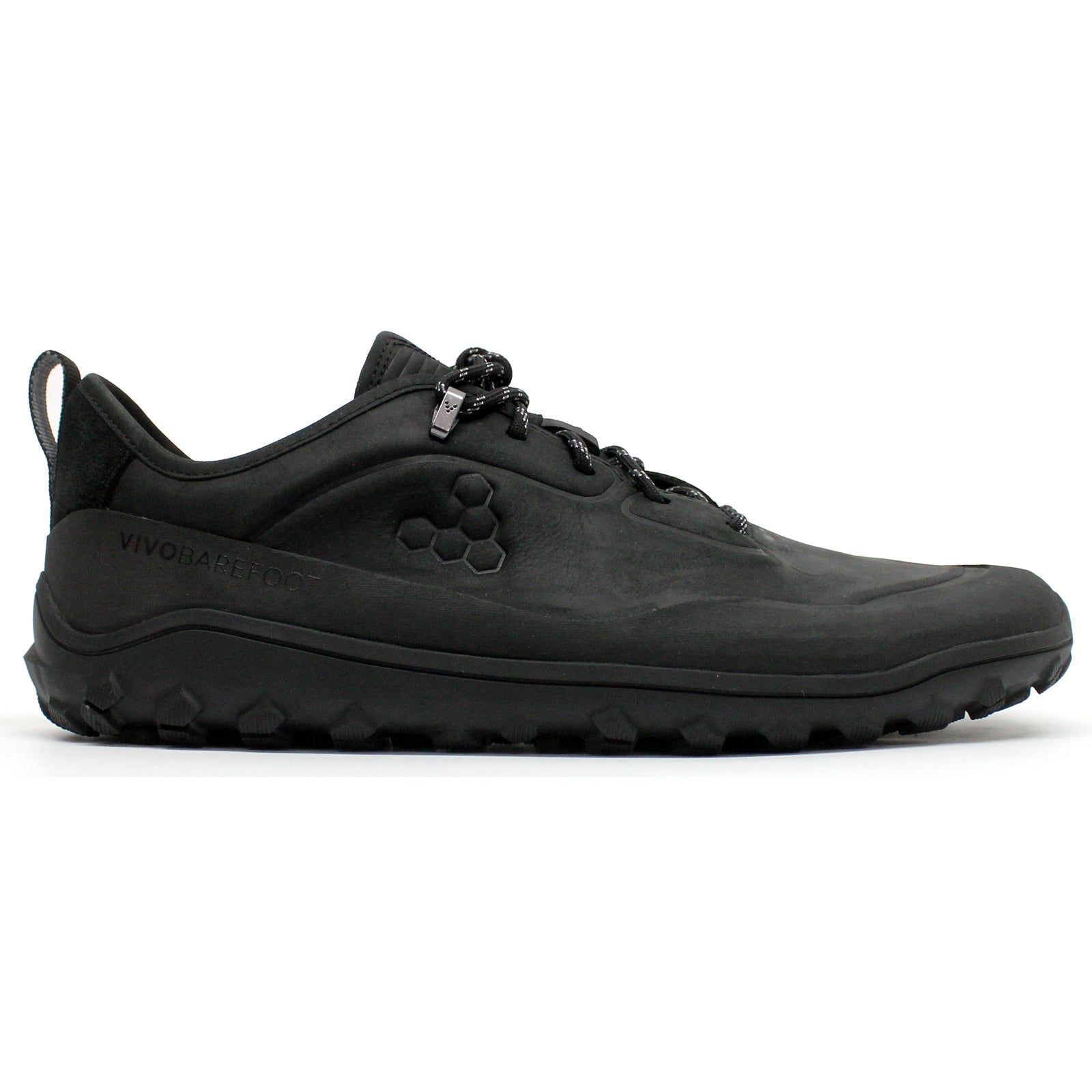 Vivobarefoot Tracker Leather Low Wild Hide Mens Trainers#color_obsidian