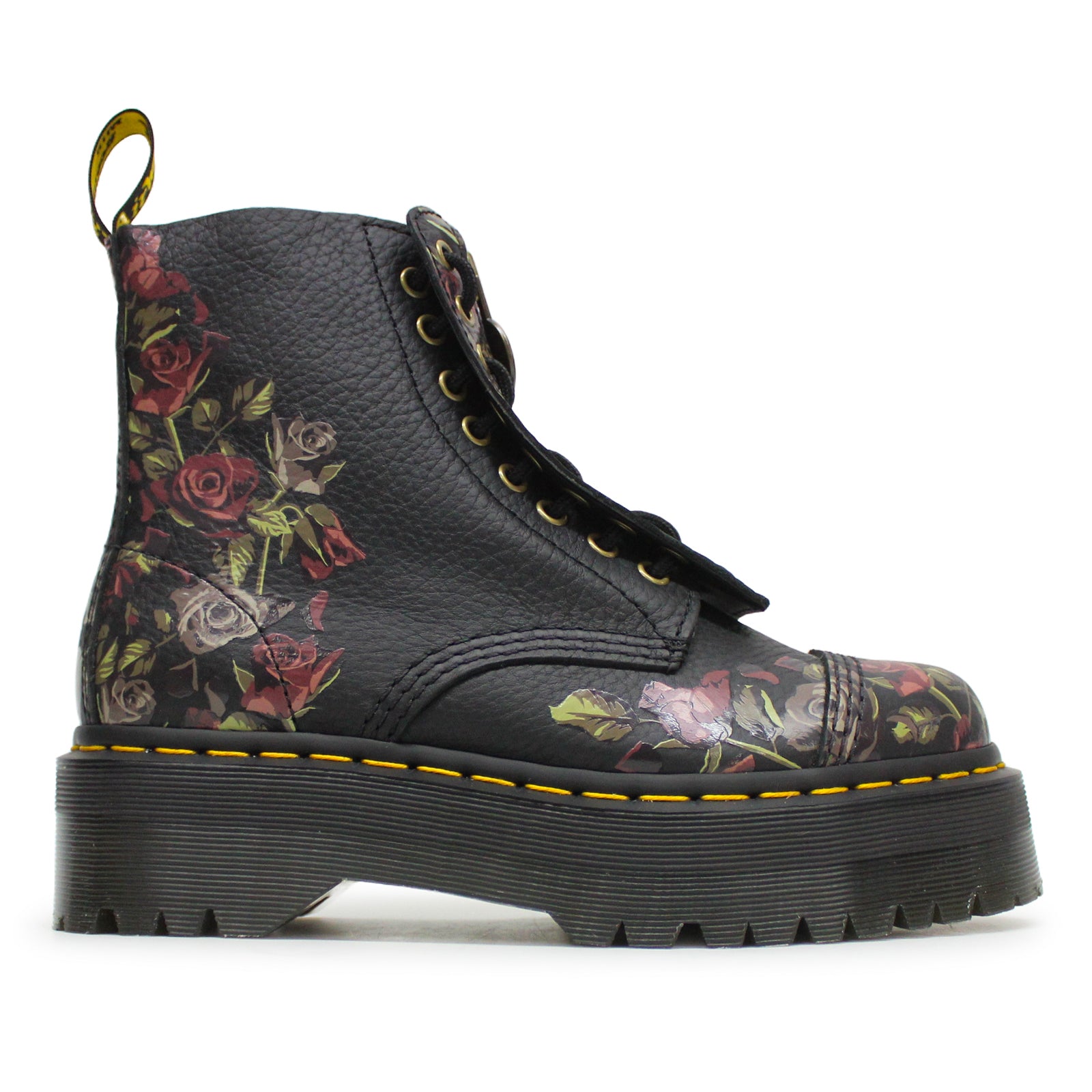 Dr. Martens Sinclair Decayed Roses Tumbled Nappa Leather Womens Boots#color_black