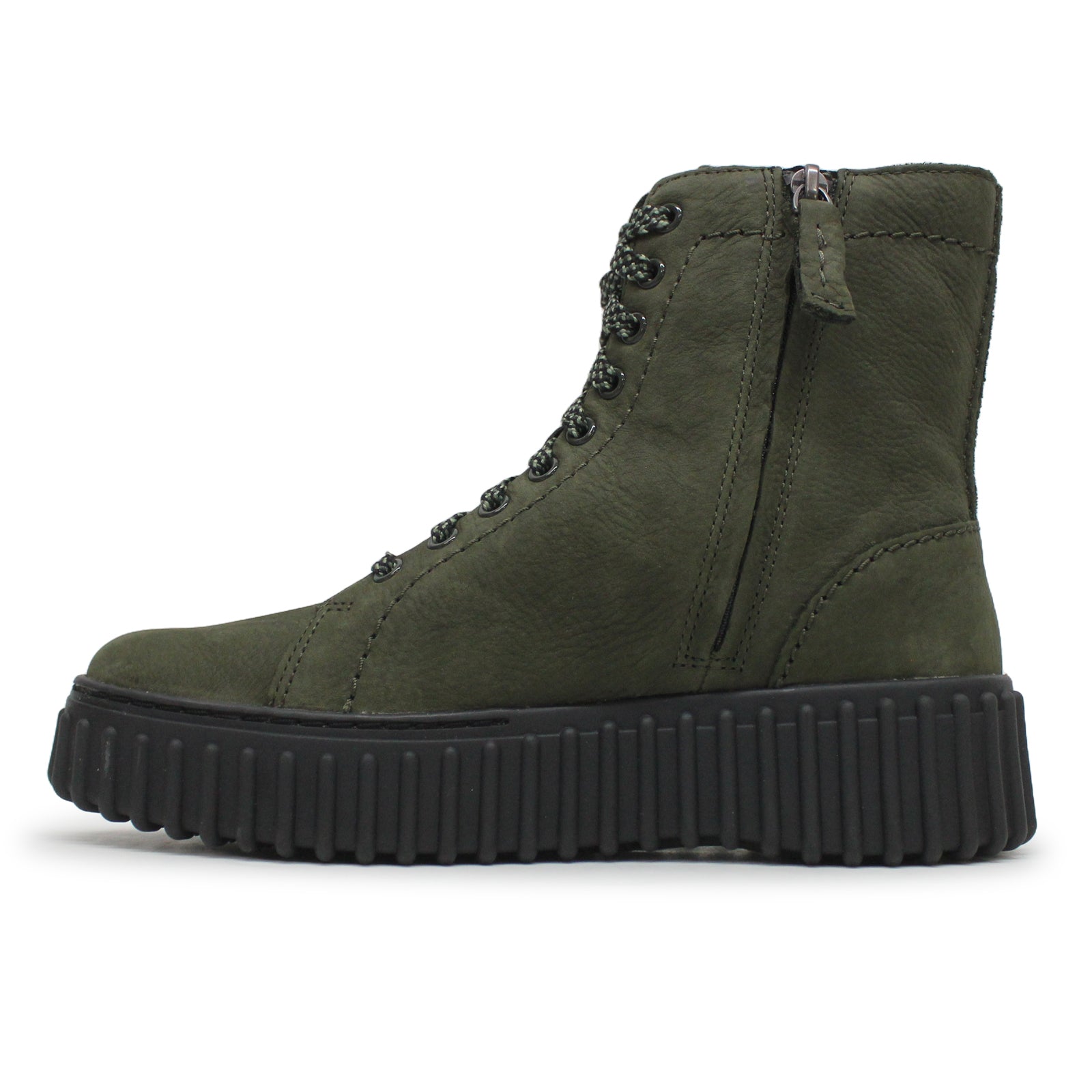 Clarks Torhill Rise Nubuck Womens Boots#color_dark green