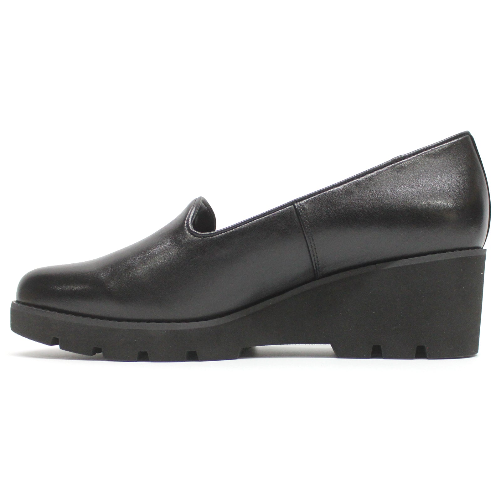 Vionic Willa Wedge Leather Womens Shoes#color_black