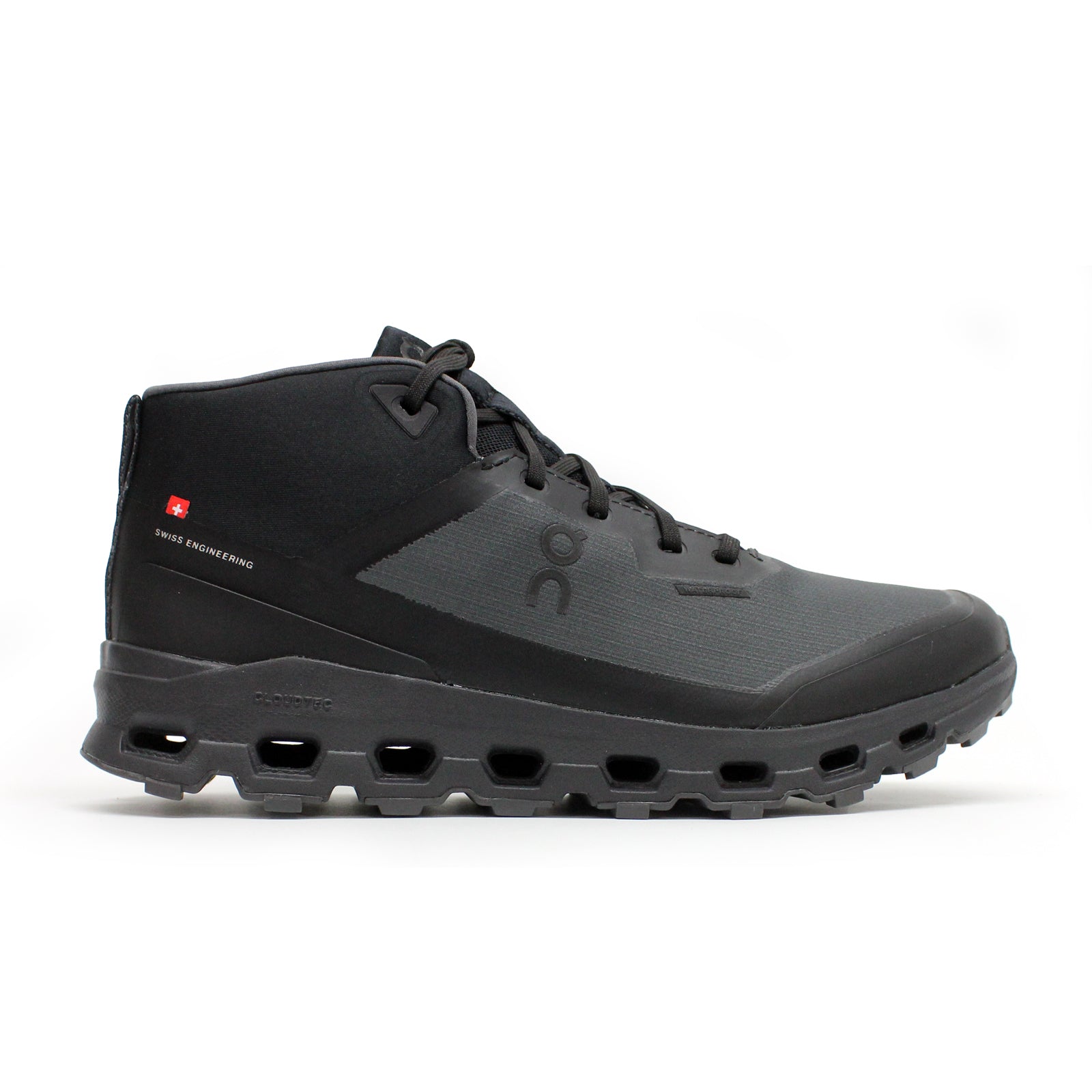 On Cloudroam Waterproof Textile Synthetic Womens Boots#color_black eclipse