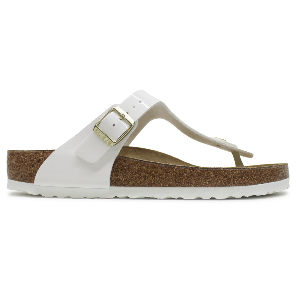 Birkenstock Gizeh Birko-Flor Patent Unisex Sandals#color_white