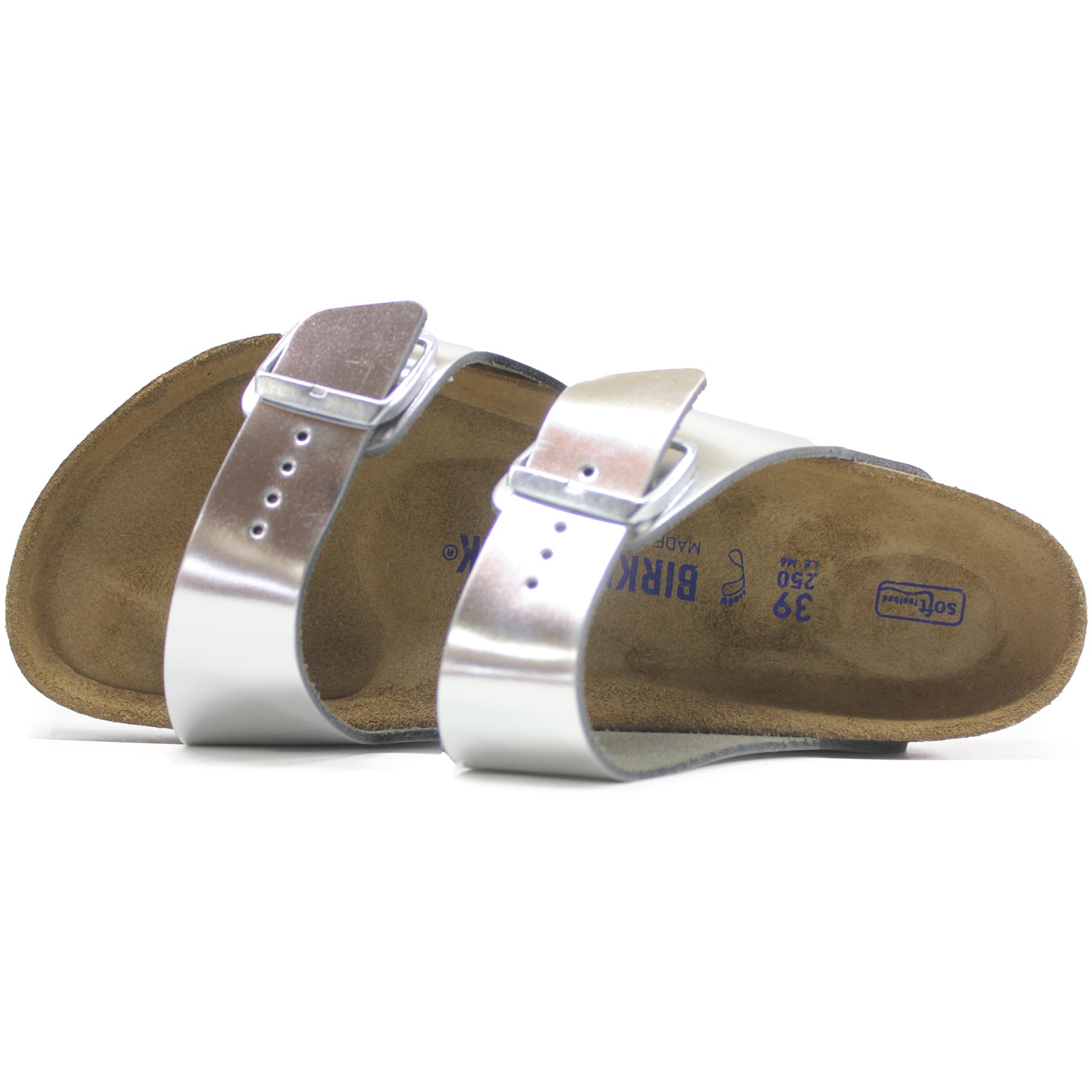 Birkenstock Arizona Soft Footbed 1005960 Natural Leather Womens Sandals - Silver - 39#color_silver