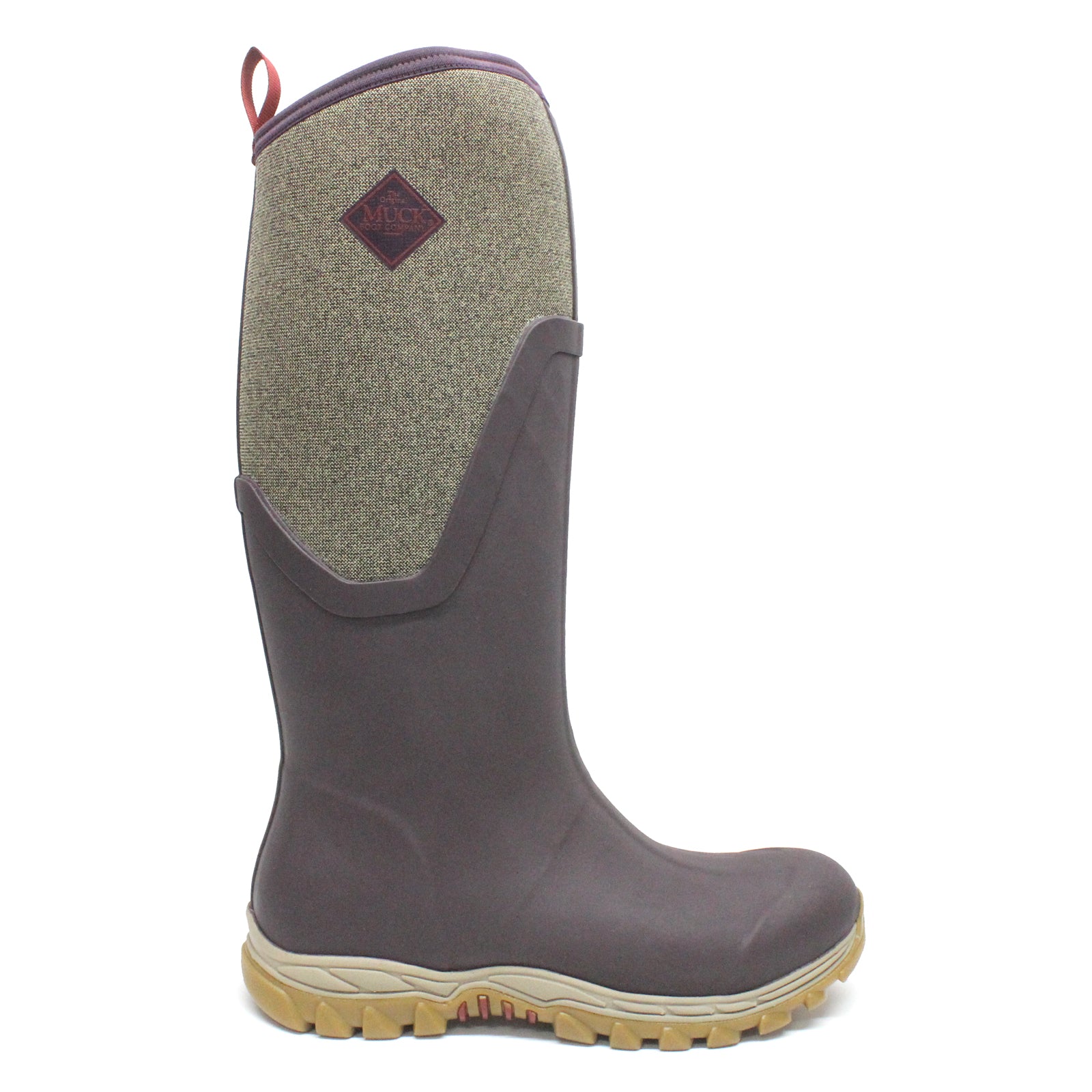 Muck Boot Arctic Sport II Tall Synthetic Textile Womens Boots#color_wine herringbone print