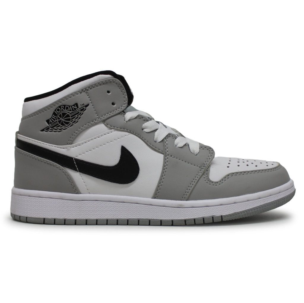 Jordan Air Jordan 1 Mid Light Smoke Grey Leather Textile Youth Trainers - UK 4.5