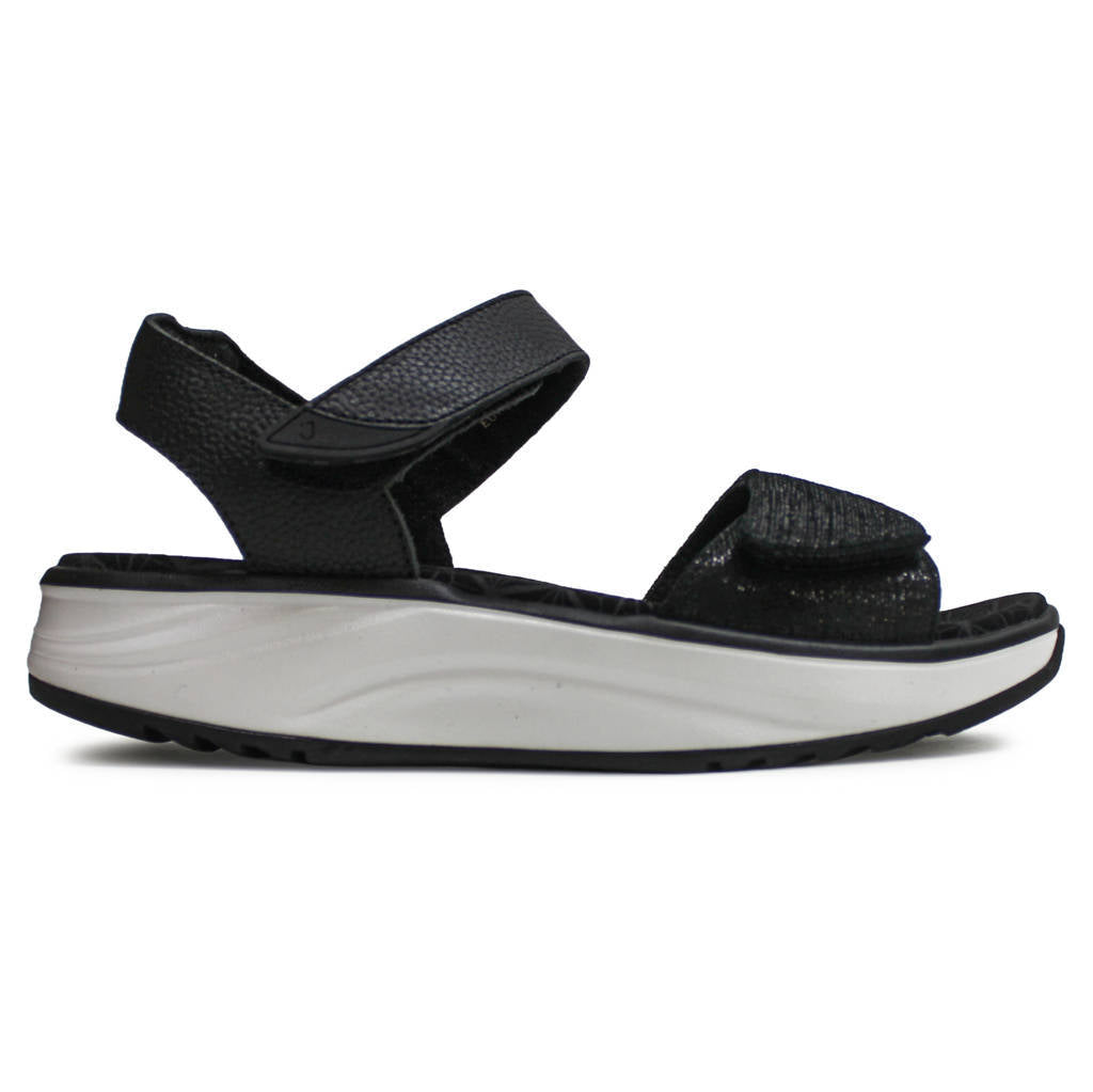 Joya Flores Leather Womens Sandals#color_black