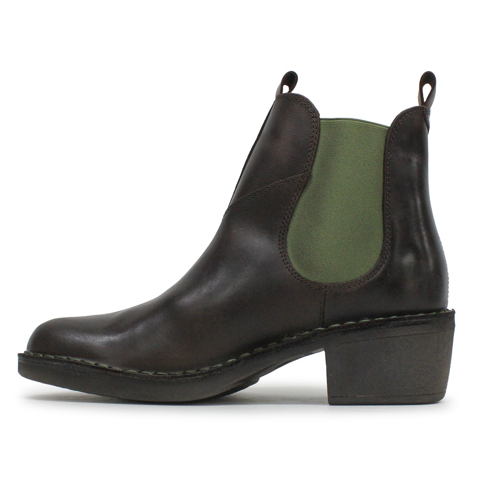 Fly London MEME030FLY Rug Leather Womens Boots#color_Dark Brown Green