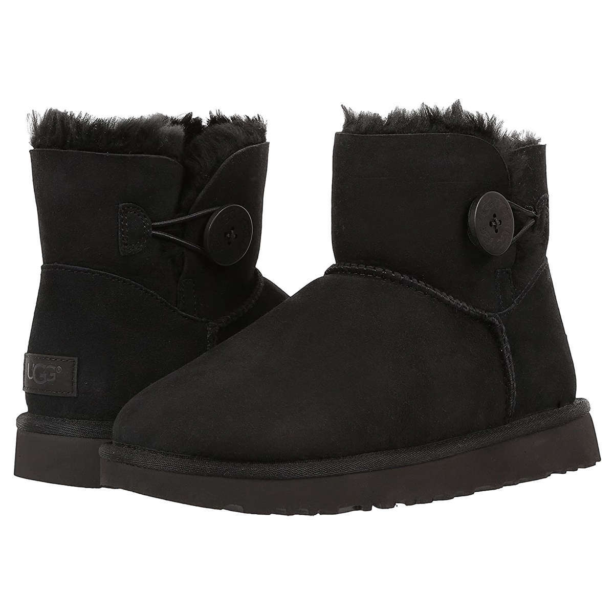 Ugg Australia Womens Boots Mini Bailey Button II Casual Pull-On Ankle Suede - UK 5