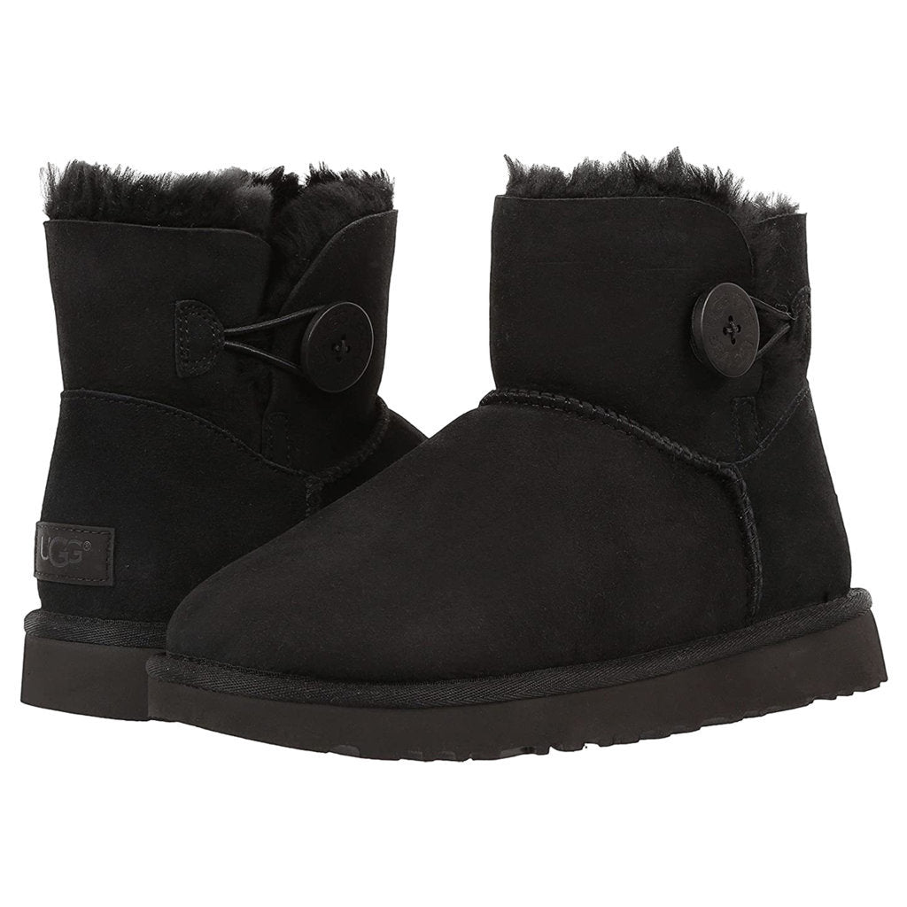 Ugg Australia Womens Boots Mini Bailey Button II Casual Pull-On Ankle Suede - UK 6