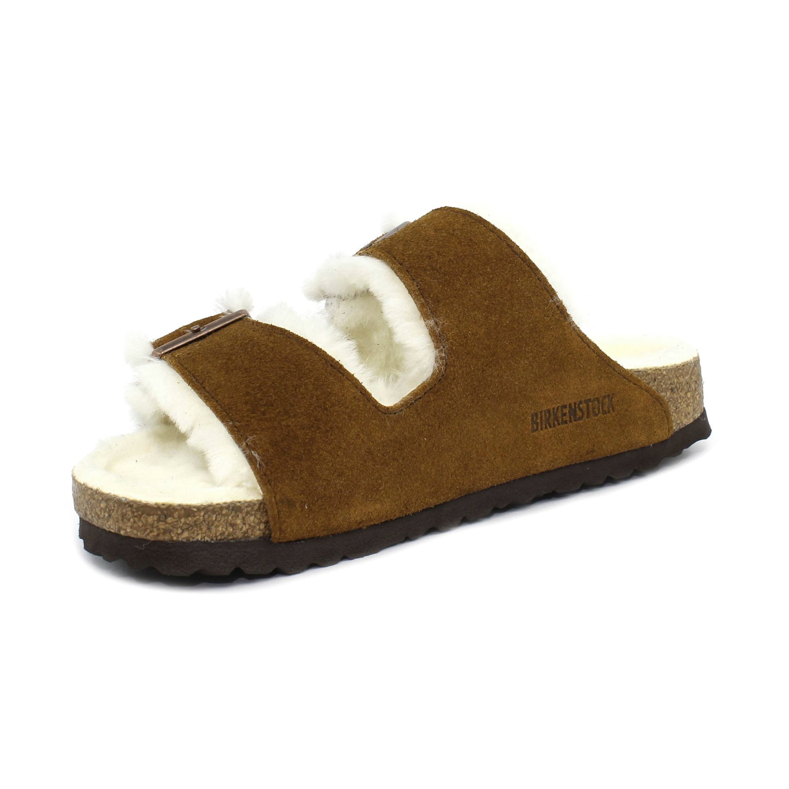 Birkenstock Arizona Shearling 1001128 Suede Unisex Sandals - Mink - 40#color_mink