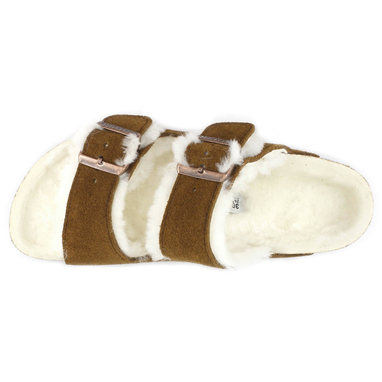 Birkenstock Arizona Shearling 1001128 Suede Unisex Sandals - Mink - 40#color_mink