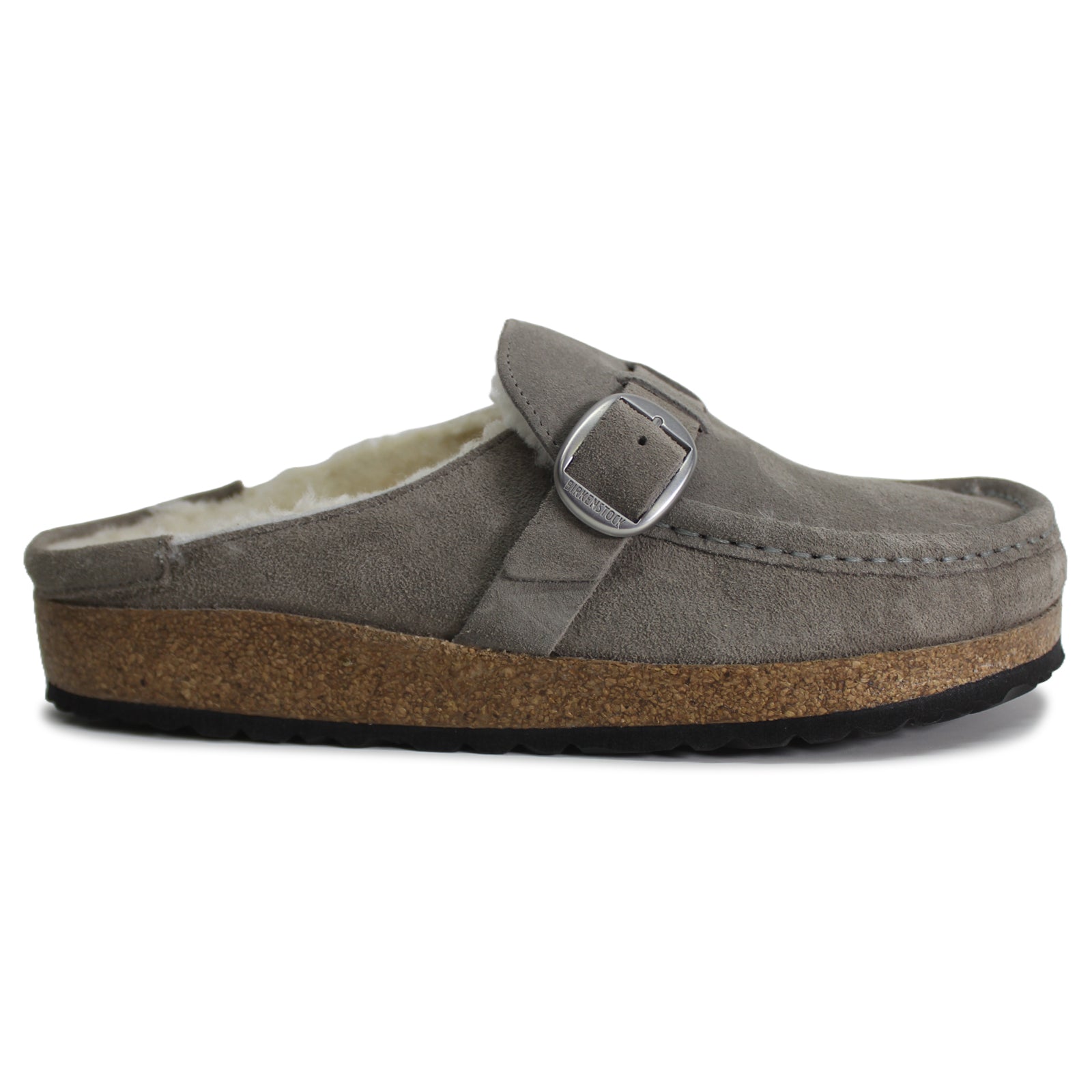 Birkenstock Buckley Shearling 1023442 Suede Unisex Sandals - Stone Coin - 40#color_stone coin