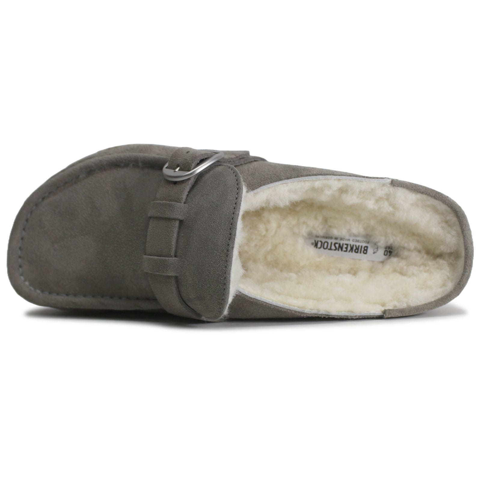 Birkenstock Buckley Shearling 1023442 Suede Unisex Sandals - Stone Coin - 40#color_stone coin