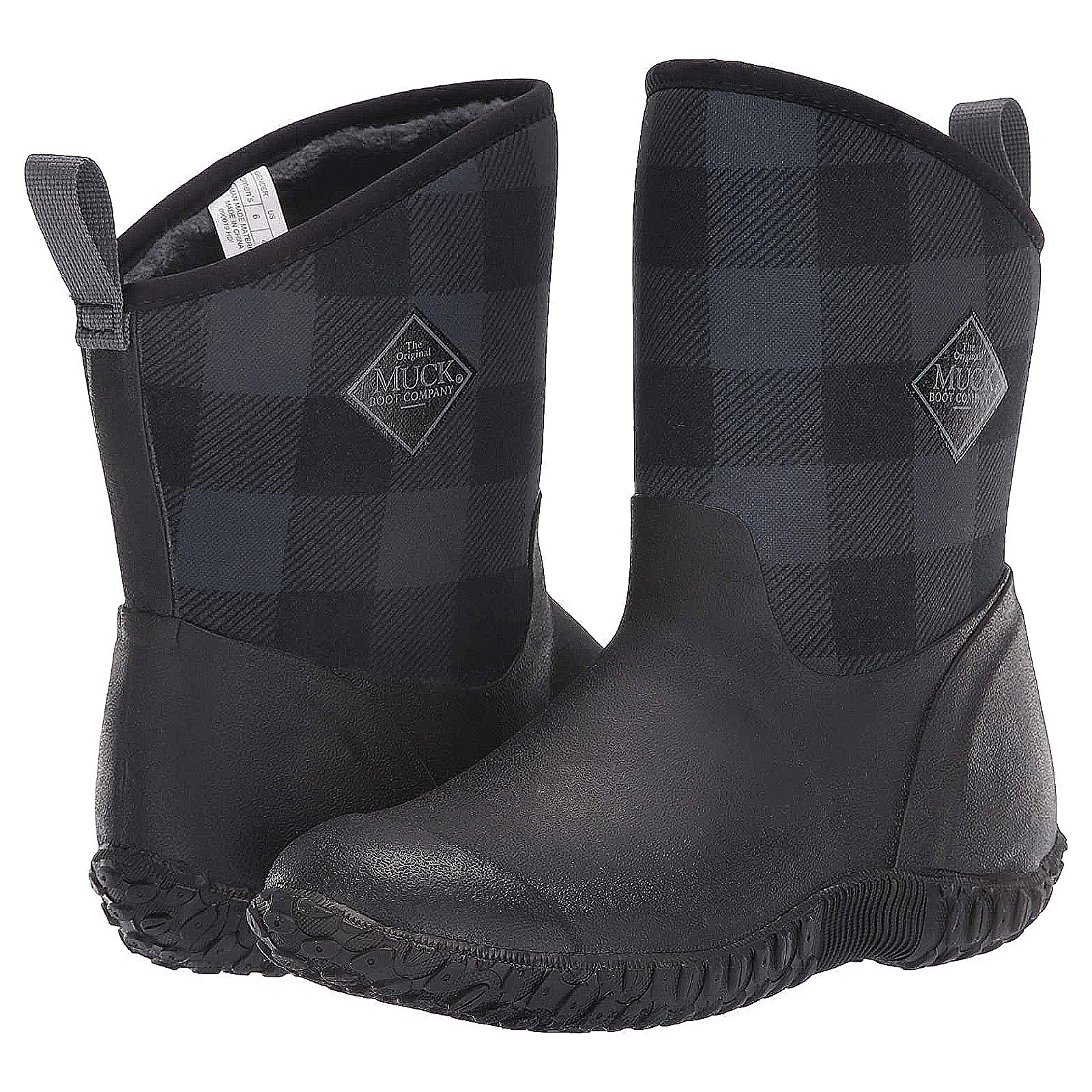 Muck Muckster II Mid WM2-1PLD Rubber Synthetic Womens Boots - Black Grey Plaid - 41#color_black grey plaid