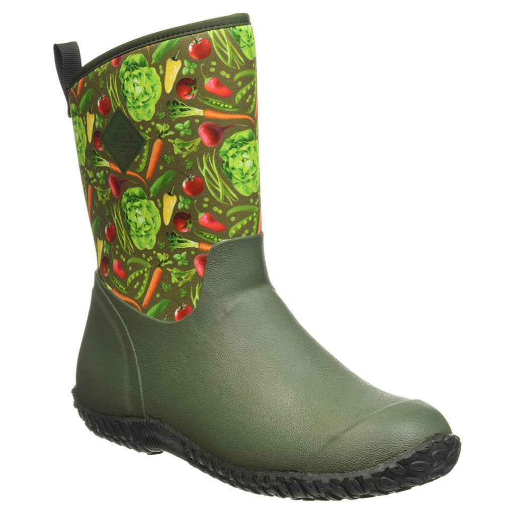 Muck Muckster II Mid Rubber Synthetic Womens Boots#color_green veggie print