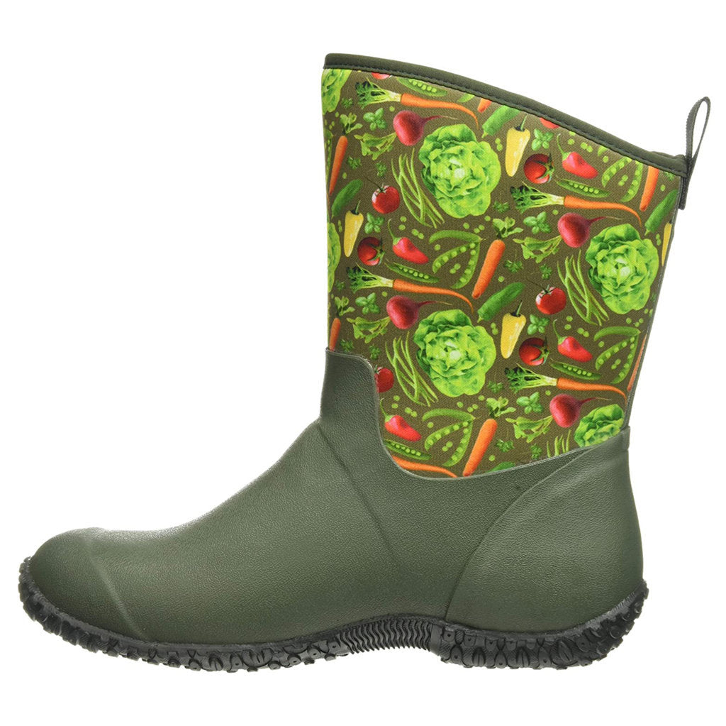 Muck Muckster II Mid Rubber Synthetic Womens Boots#color_green veggie print