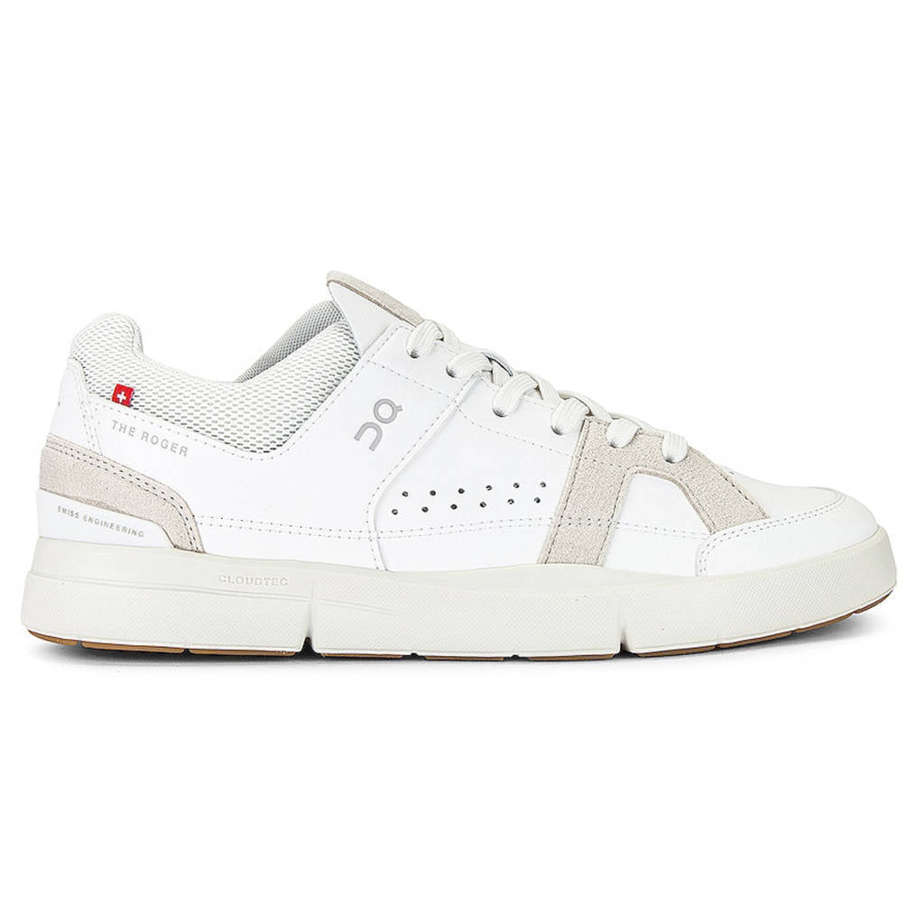 On The Roger Clubhouse Synthetic Leather Womens Trainers#color_white sand