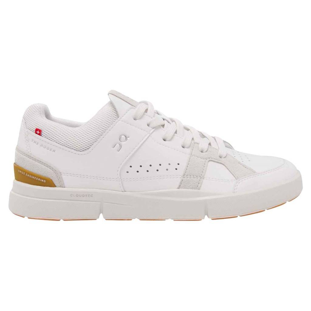 On The Roger Clubhouse Synthetic Leather Womens Trainers#color_white bronze