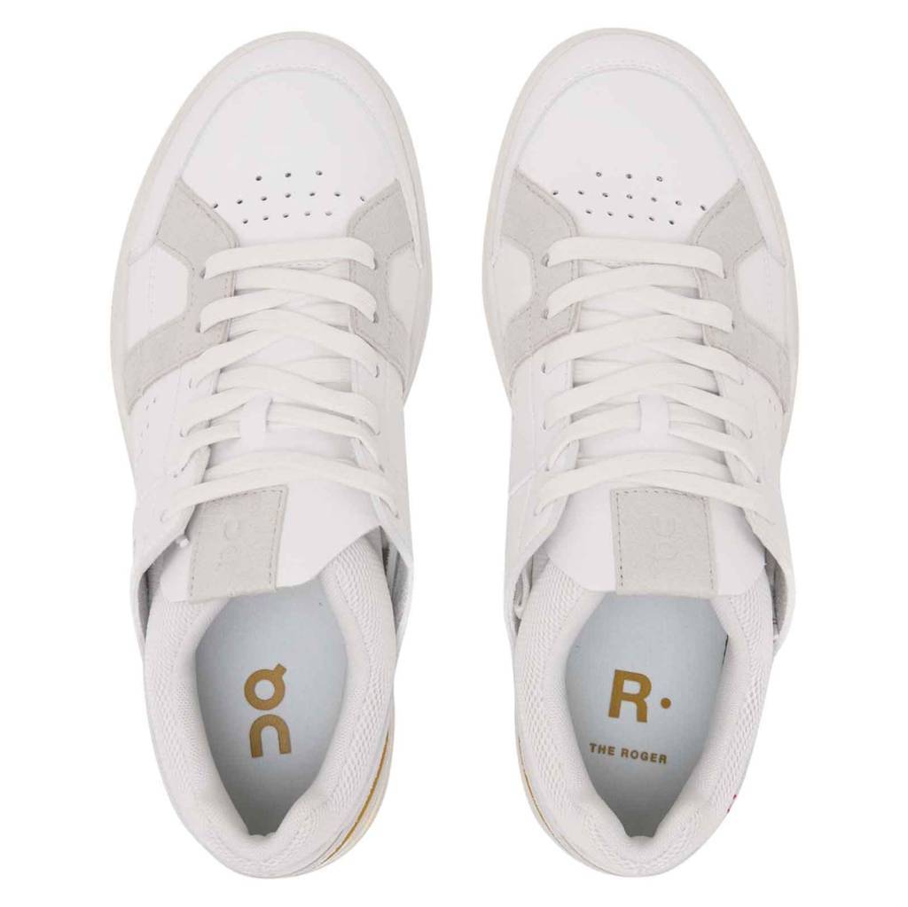 On The Roger Clubhouse Synthetic Leather Womens Trainers#color_white bronze