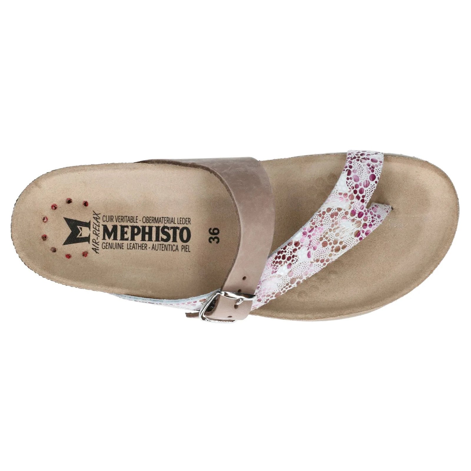 Mephisto Helen Mix P5141909 Printed Leather Womens Sandals - Pink - 39#color_pink