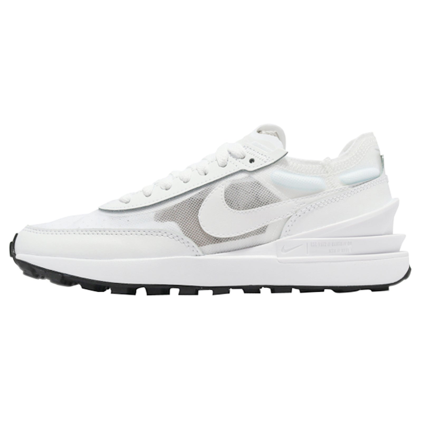 Nike Waffle One DC2533-103 Leather Textile Womens Trainers - White White Black - 40#color_white white black