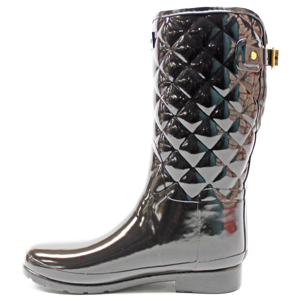 Hunter Womens Boots Refined Gloss Quilt Short Casual Pull-On Buckle Rubber - UK 7