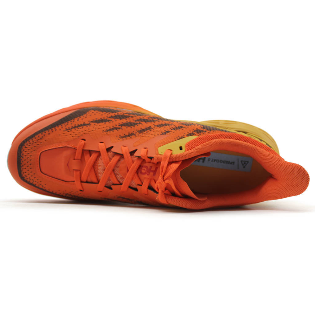 Hoka One One Speedgoat 5 Textile Synthetic Mens Trainers#color_puffins bill amber yellow