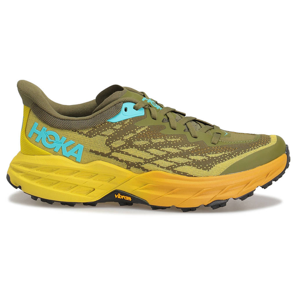 Hoka One One Speedgoat 5 Textile Synthetic Mens Trainers#color_avocado passion fruit