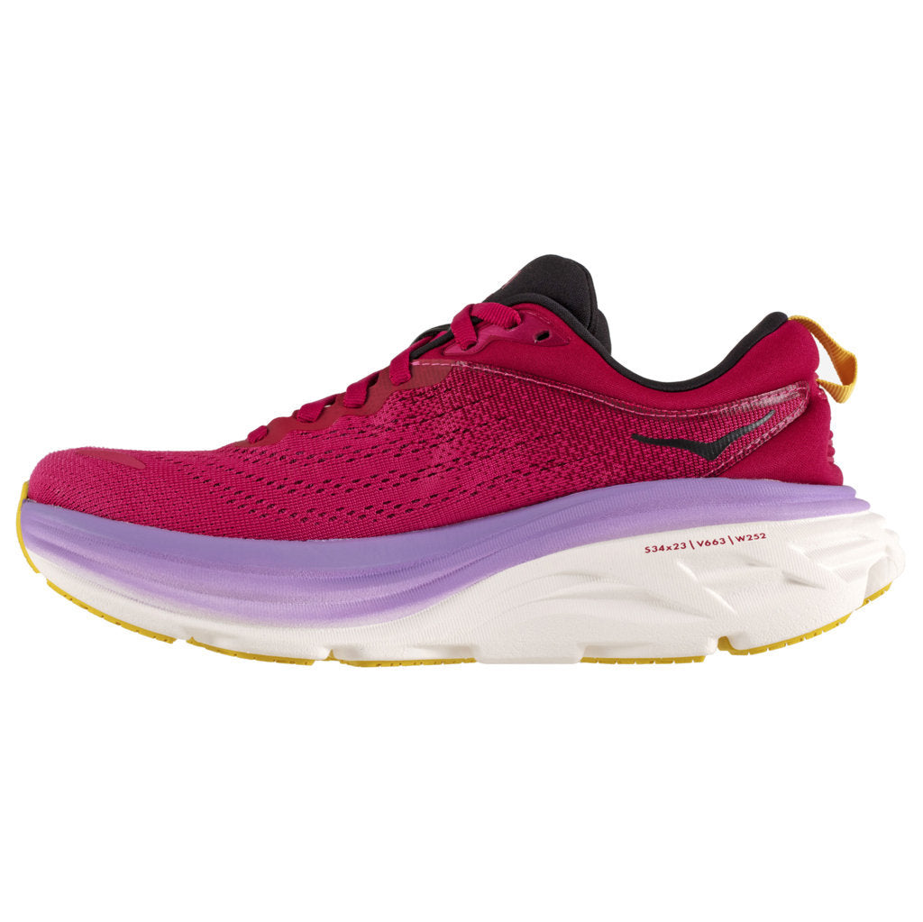 Hoka One One Bondi 8 Textile Womens Trainers#color_cherries jubilee pink yarrow