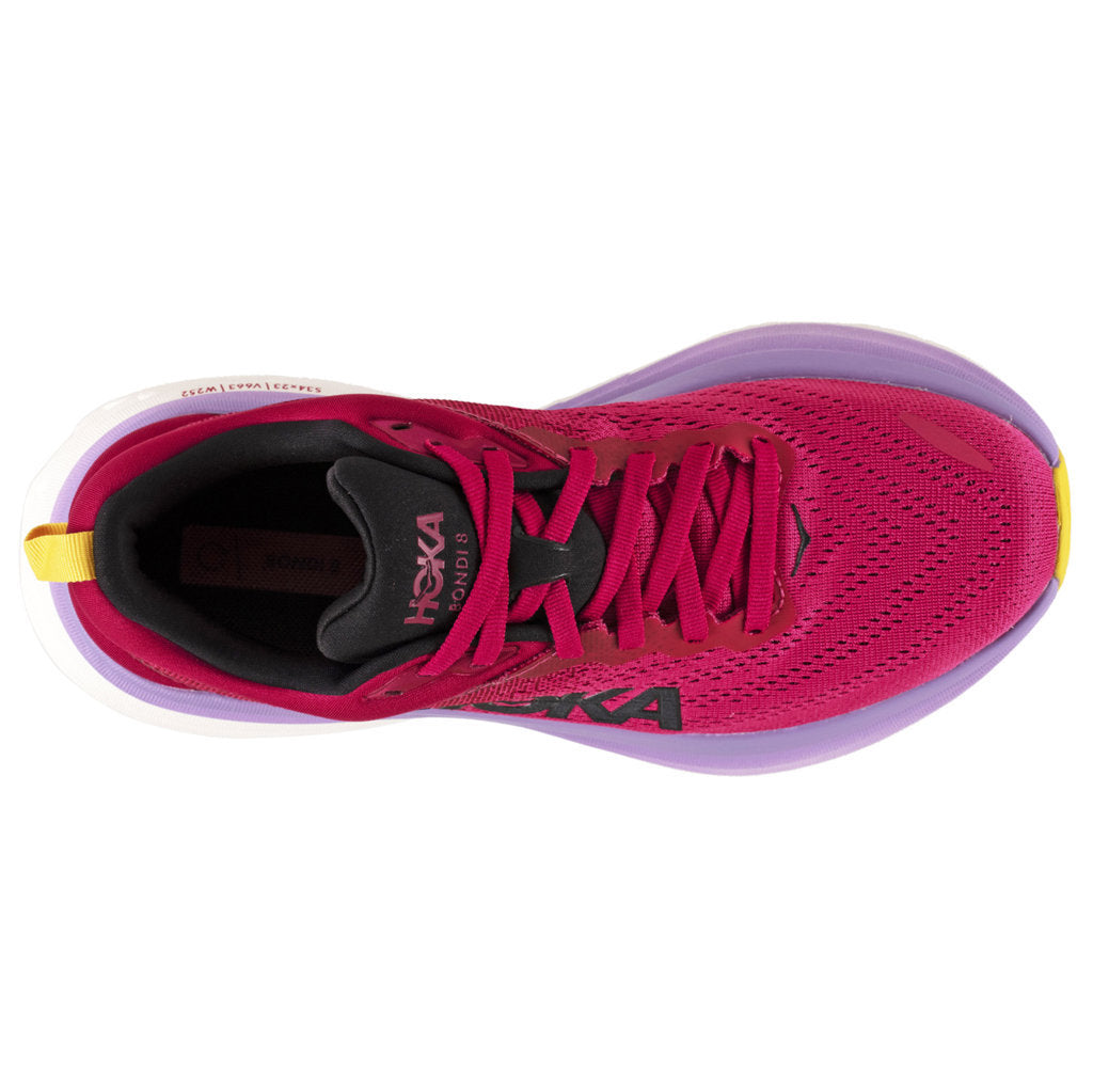 Hoka One One Bondi 8 Textile Womens Trainers#color_cherries jubilee pink yarrow