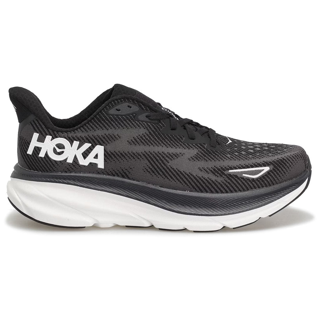 Hoka One One Clifton 9 Textile Mens Trainers#color_black white