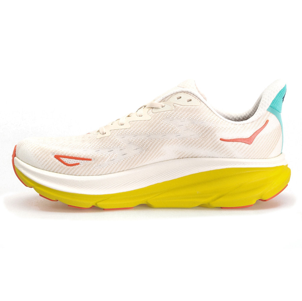 Hoka One One Clifton 9 Textile Mens Trainers#color_eggnog passion fruit