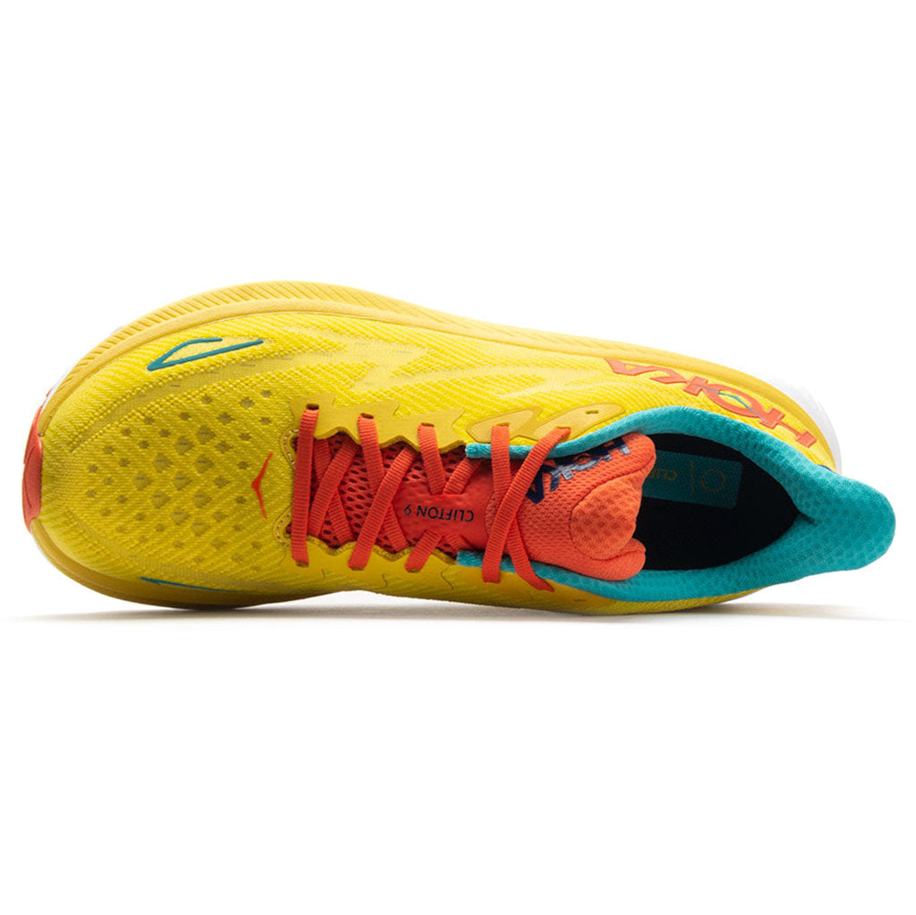 Hoka One One Clifton 9 Textile Mens Trainers#color_passion fruit maize