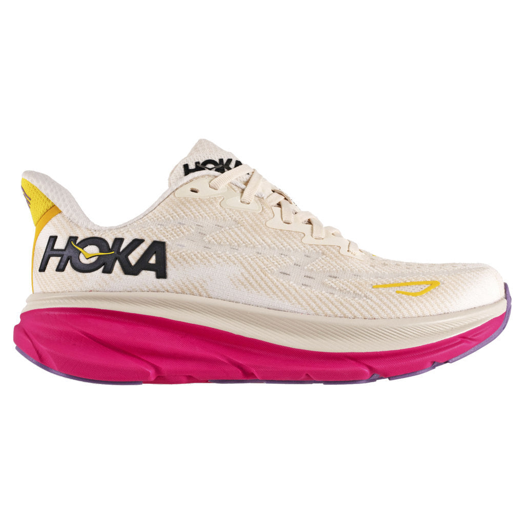 Hoka One One Clifton 9 Textile Womens Trainers#color_eggnog blanc de blanc