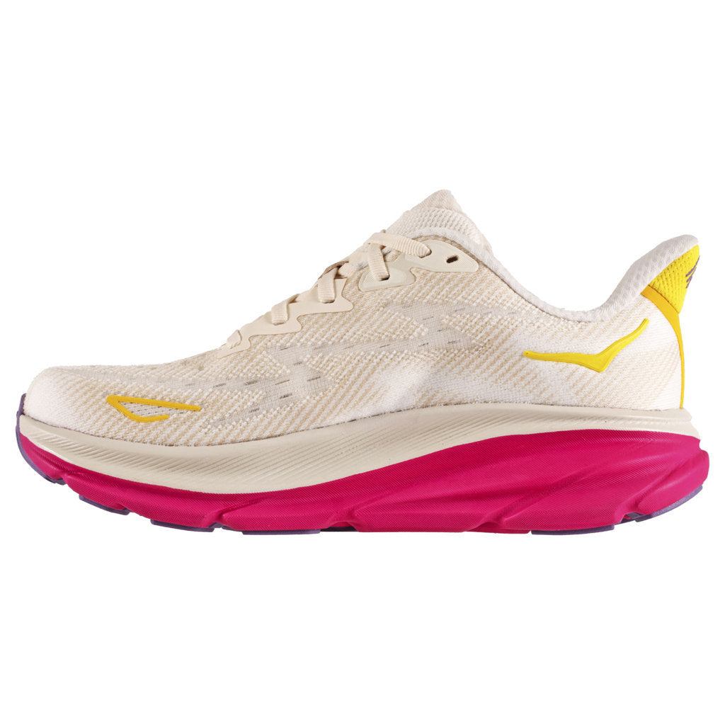 Hoka One One Clifton 9 Textile Womens Trainers#color_eggnog blanc de blanc