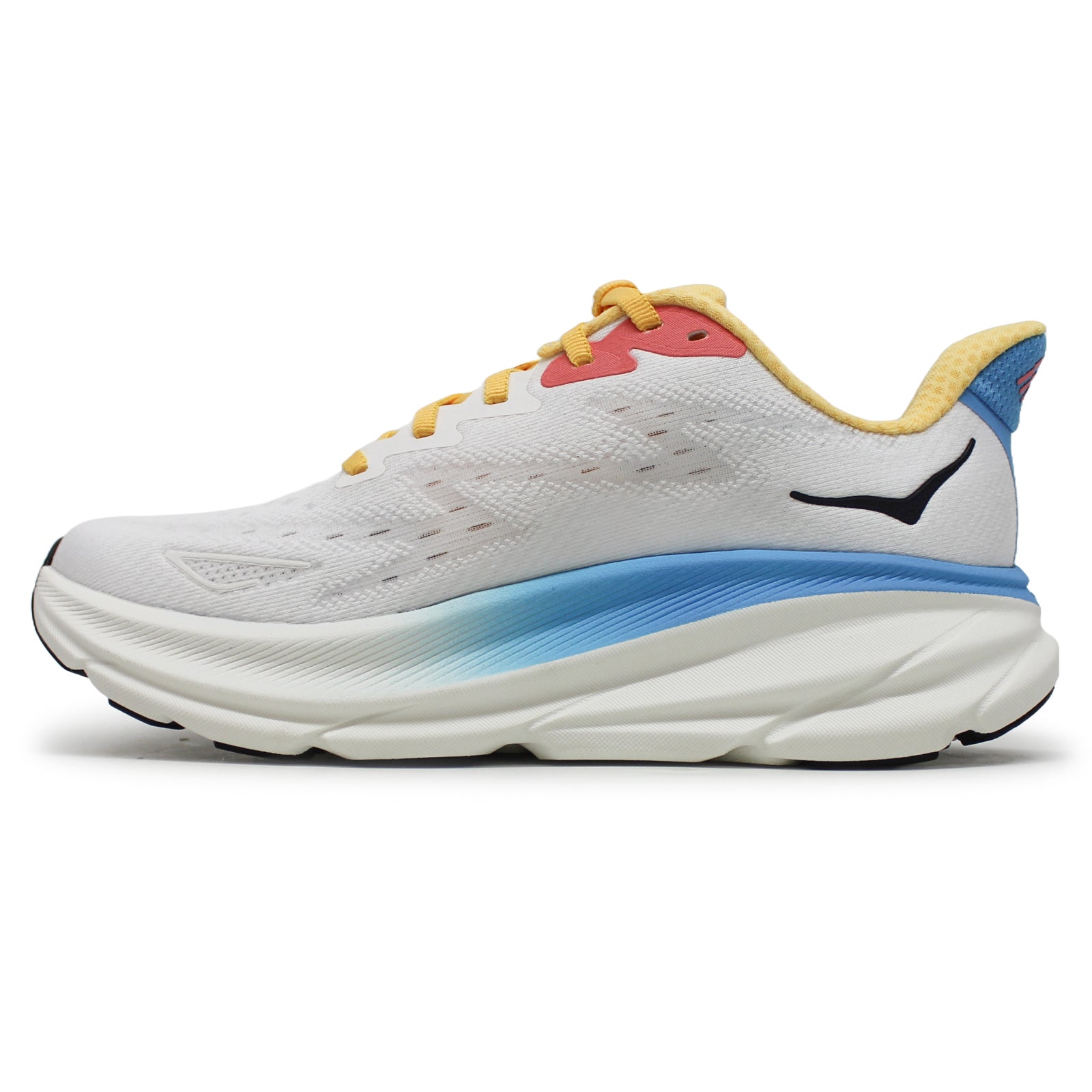 Hoka One One Clifton 9 Textile Womens Sneakers#color_Blanc De Blanc Swim Day