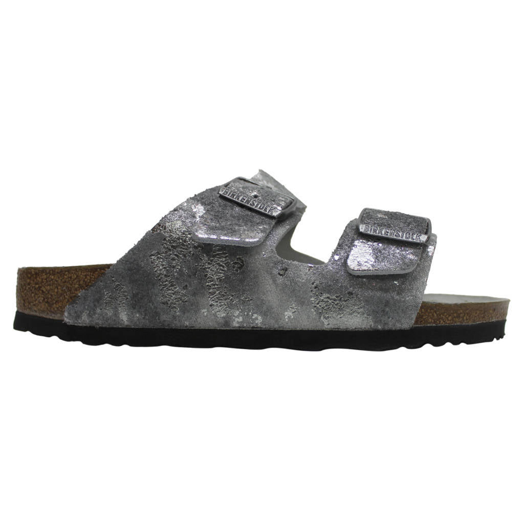 Birkenstock Arizona BS Suede Leather Unisex Sandals#color_vintage metallic gray silver