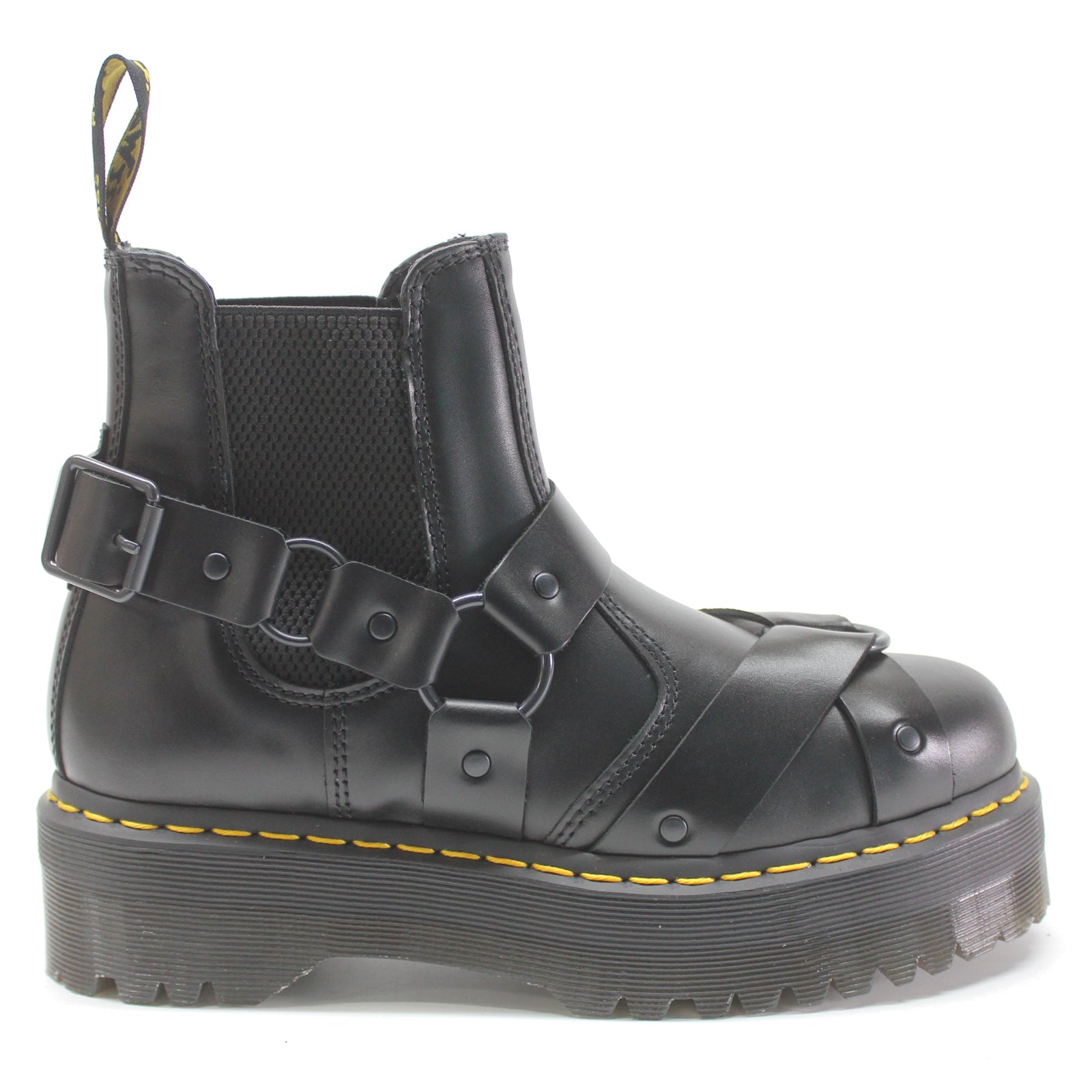 Dr. Martens 2976 Quad Harness 30813001 Paris Leather Unisex Boots - Black - 6.5#color_black