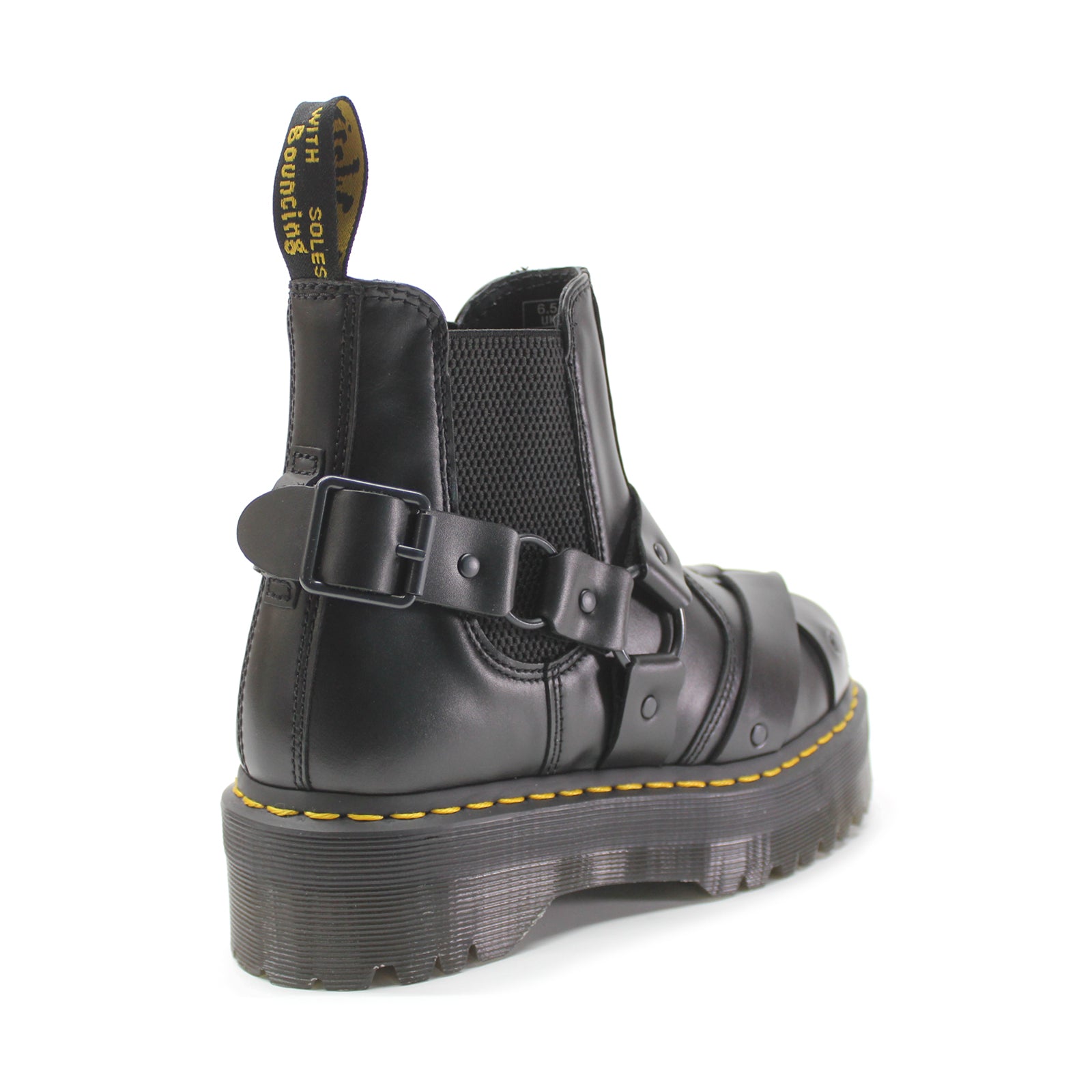 Dr. Martens 2976 Quad Harness 30813001 Paris Leather Unisex Boots - Black - 6.5#color_black