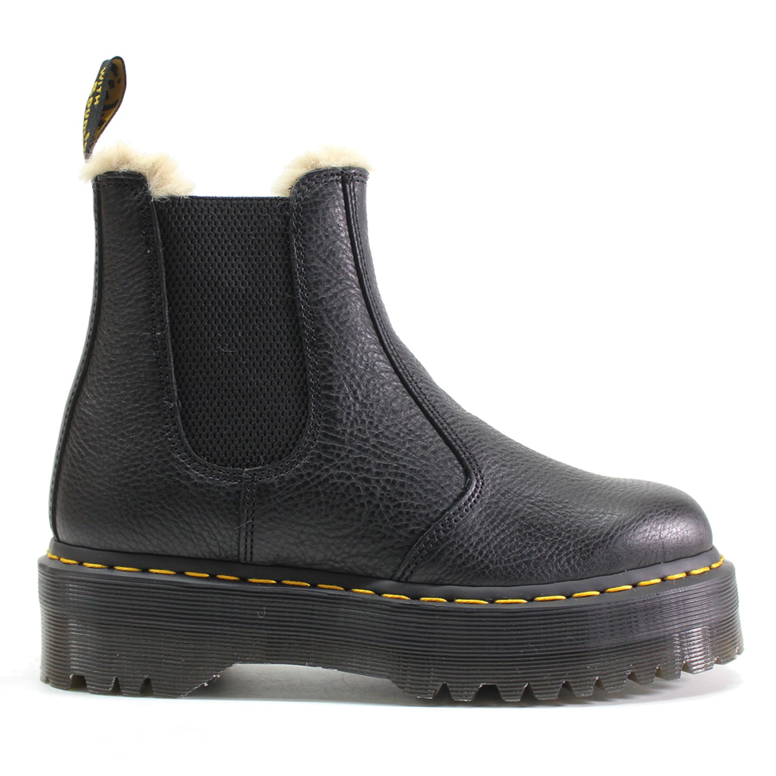 Dr. Martens 2976 Quad FL 25635001 Pisa Leather Unisex Boots - Black - 6.5#color_black