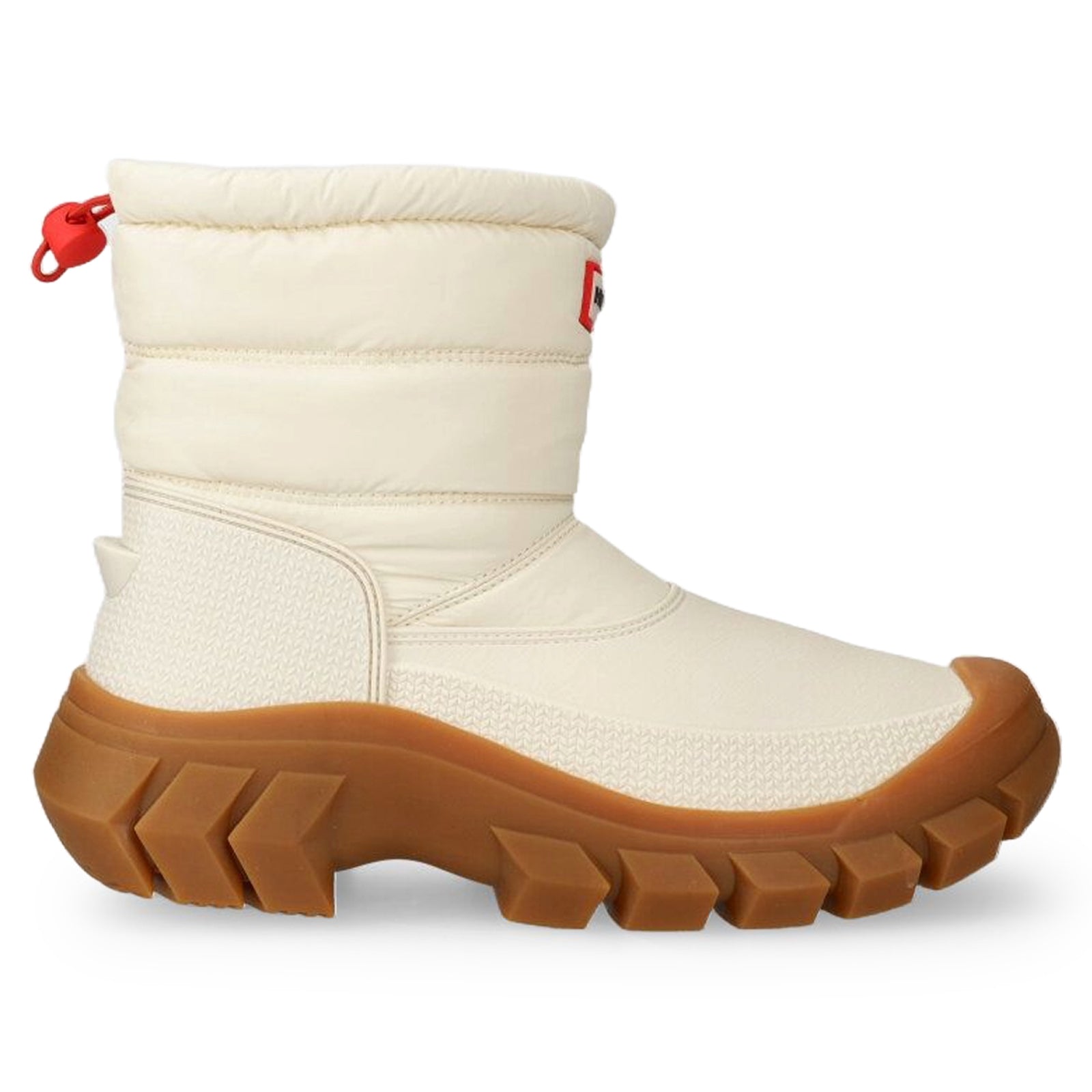 Hunter Intrepid Short Snow Synthetic Textile Womens Boots#color_white willow gum