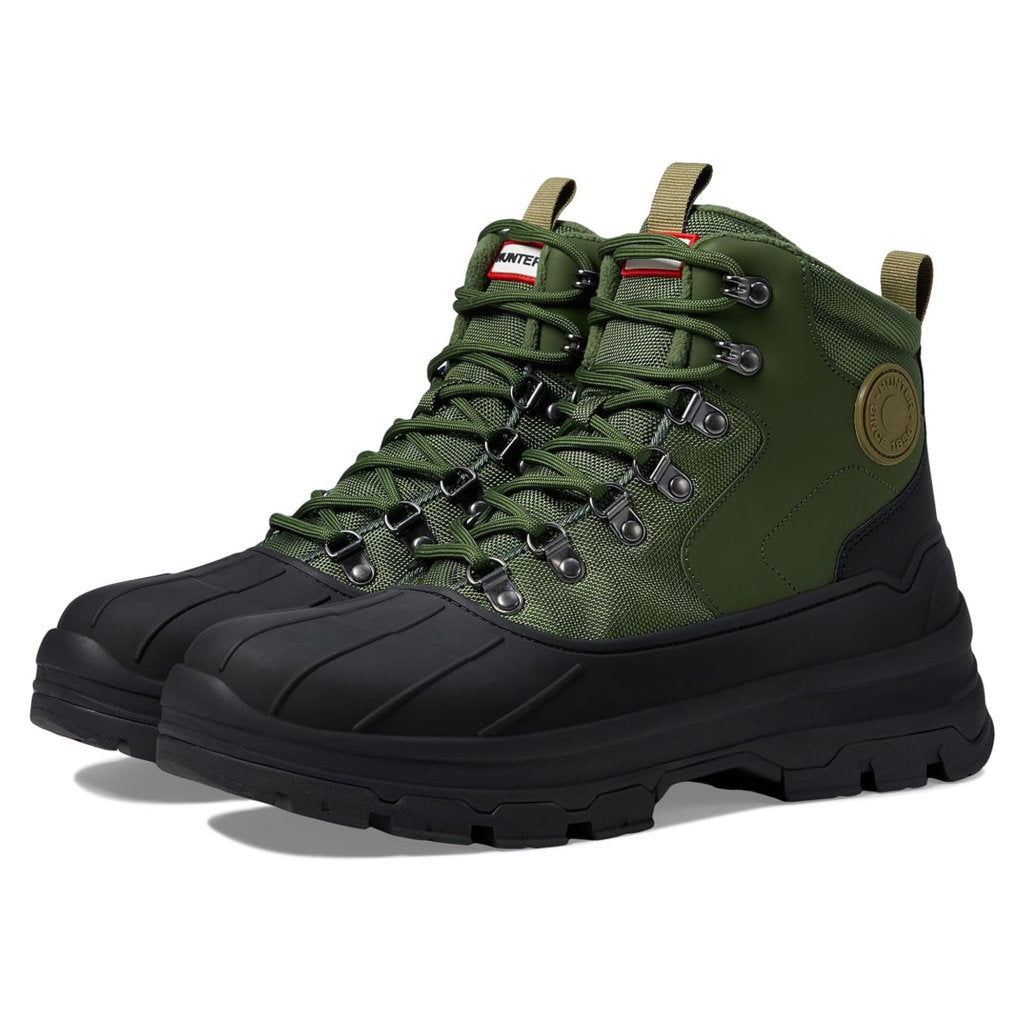 Hunter Explorer Duck Synthetic Textile Mens Boots#color_flexing green black