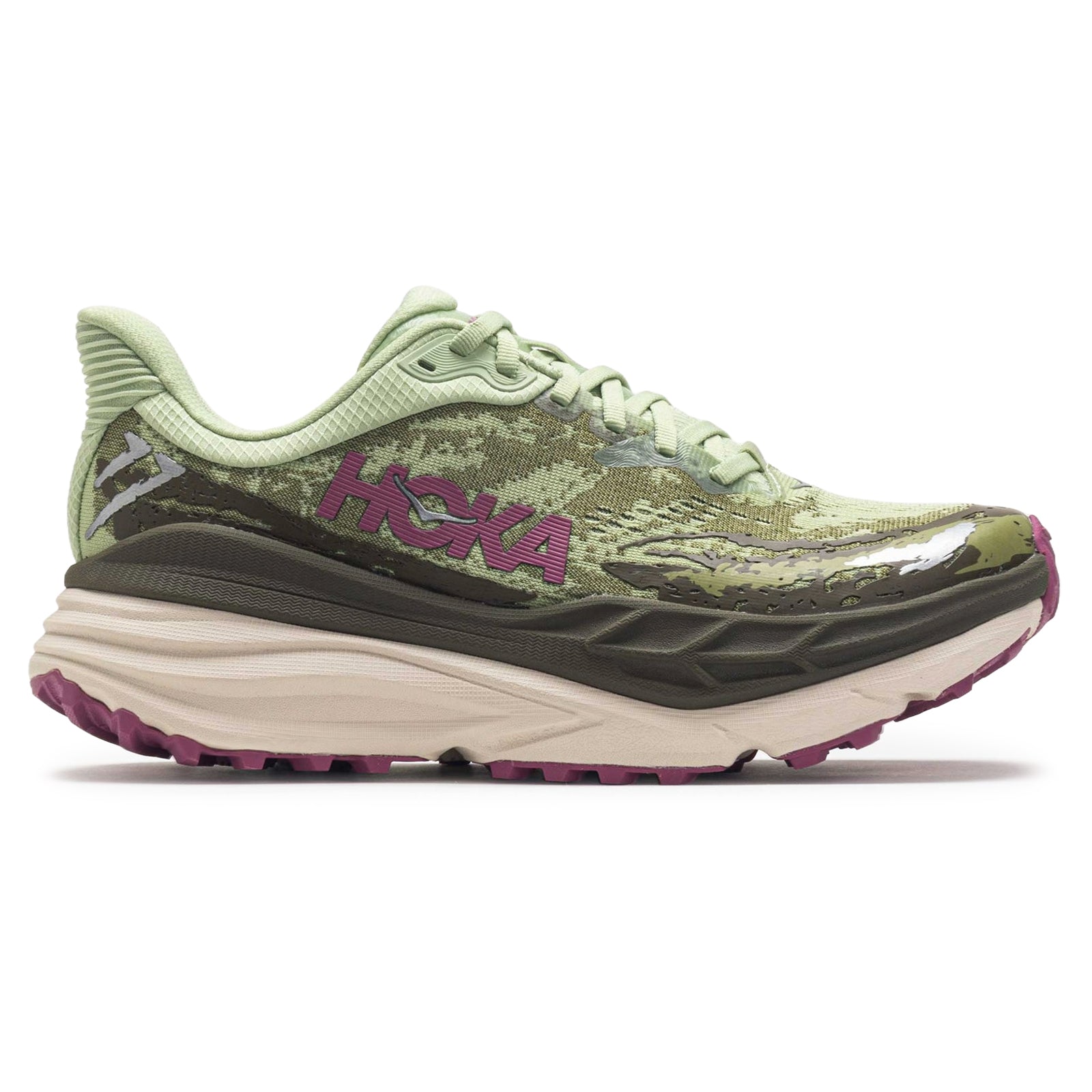 Hoka Stinson 7 1141531-SNBT Textile Synthetic Womens Trainers - Seed Green Beet Root - 5.5#color_seed green beet root